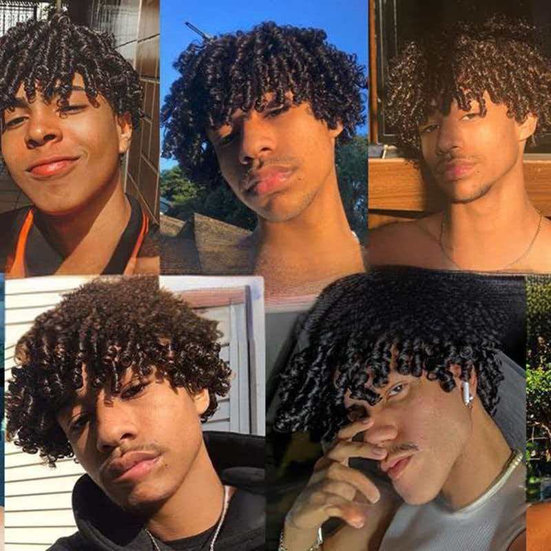 12in Kinky Curly Hair Topper with Bangs Dreadlock Style Heat Friendly Cosplay