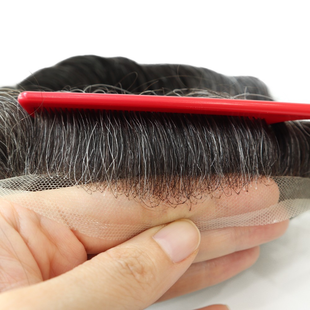 Toupee For Men Human Hair Swiss Lace Replecement System Natural Gent Hairpieces