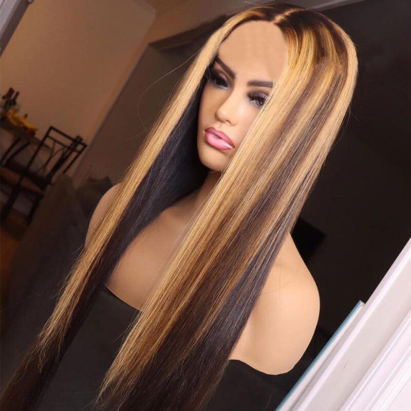Wig Ladies Chemical Fiber Hair Cover Piano Color Highlighting Brown Inter-color