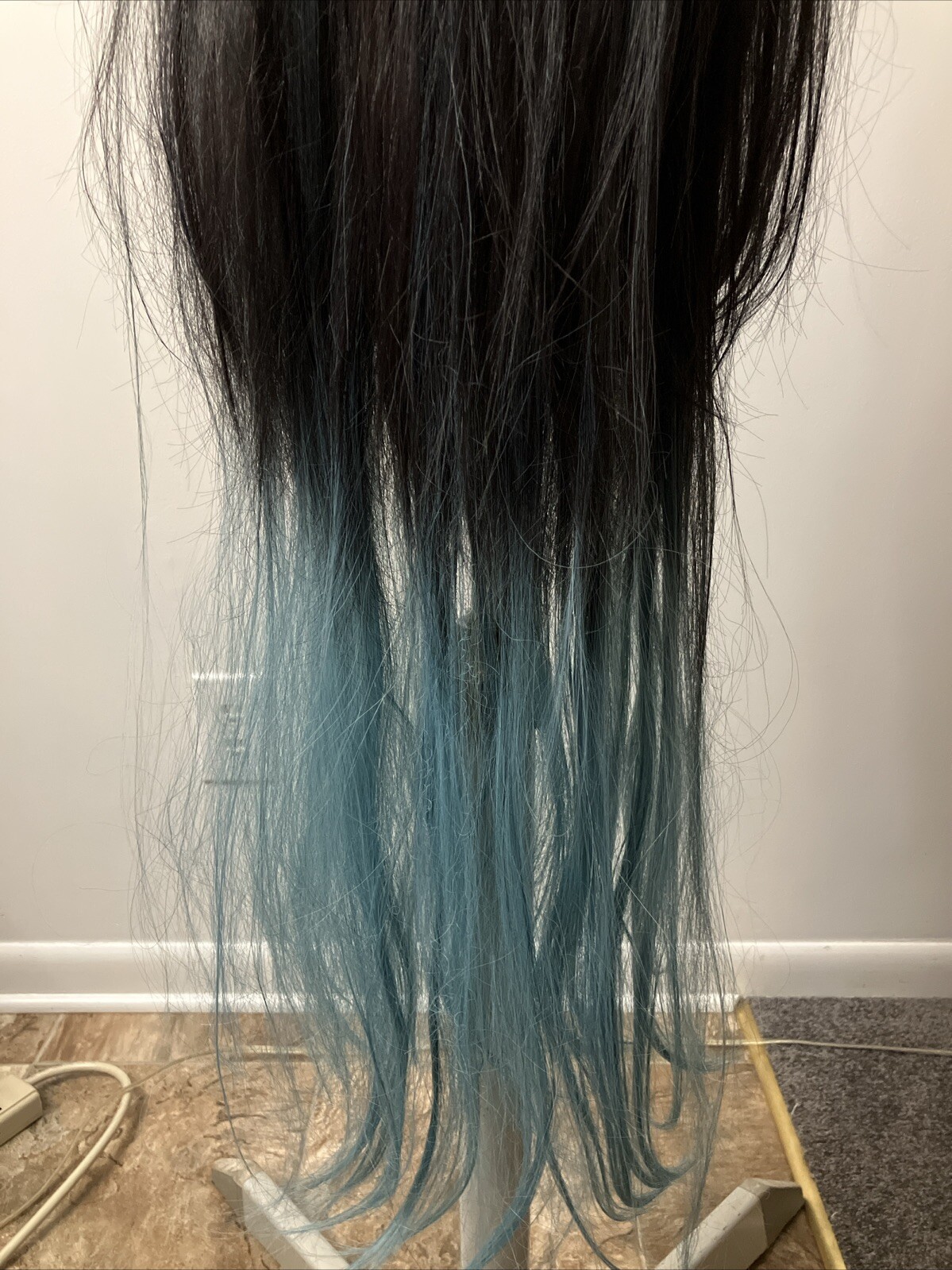 Women’s Long Wig, Black, Blue & Red, 2 Lengths, 41 in Long, 23 in Long