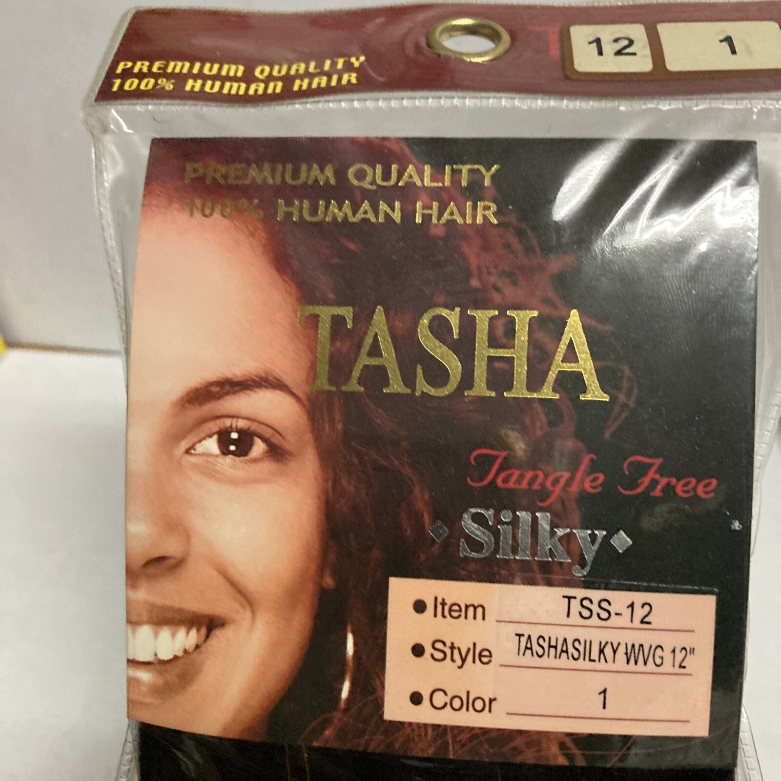 1 Pack 12″ TASHA Premium Quality 100% Human Silky Weave Extension Hair Color # 1