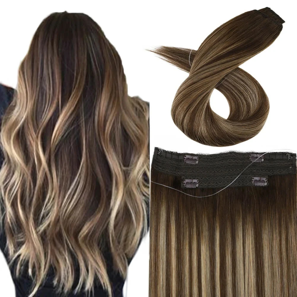 Sunny Hair FISHLINE 16″ Deep to Golden Brown Wire Hair Extensions FP 4-27-4