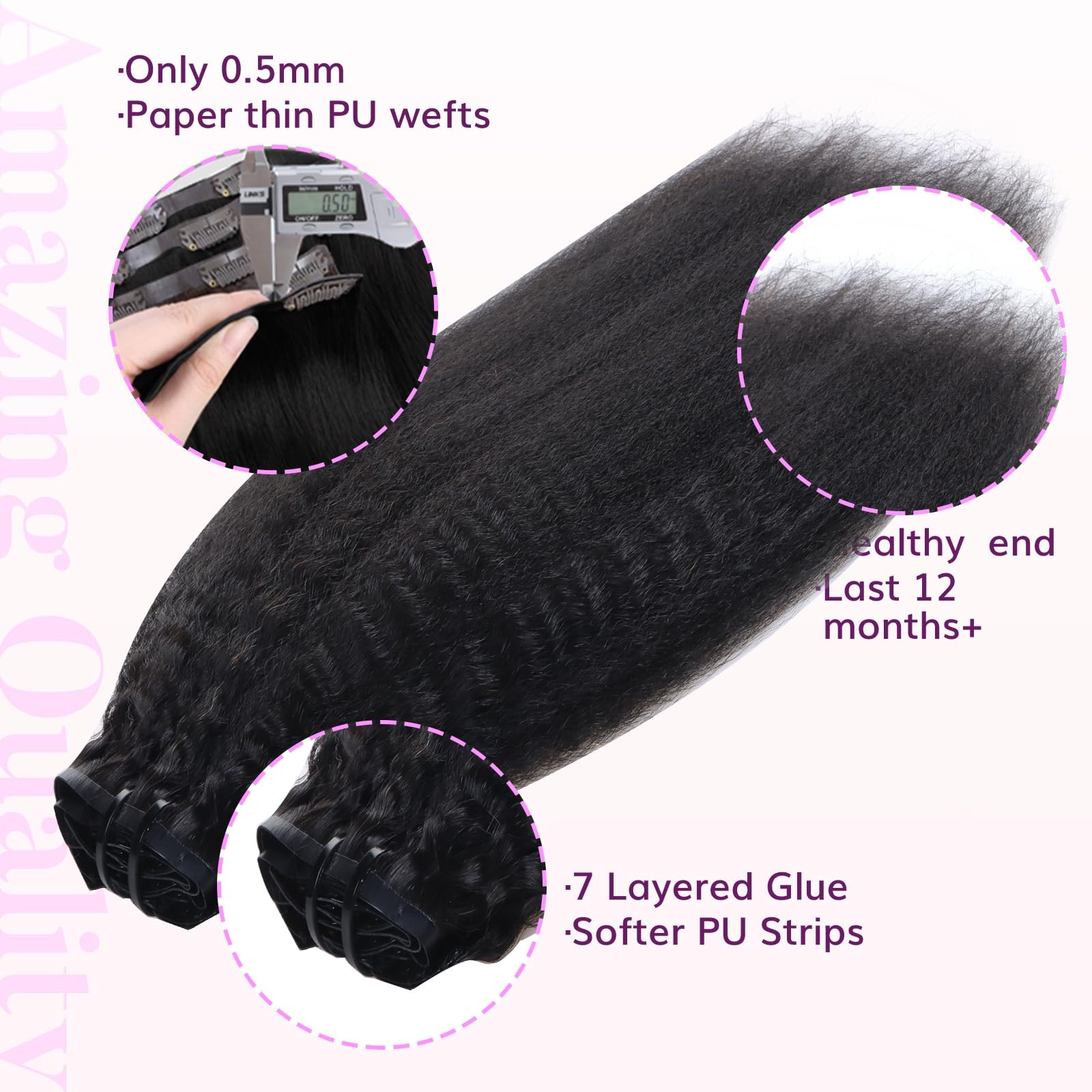 Idn Beauty Seamless Clip In Hair Extensions Human Hair Kinky Straight 14 Inch