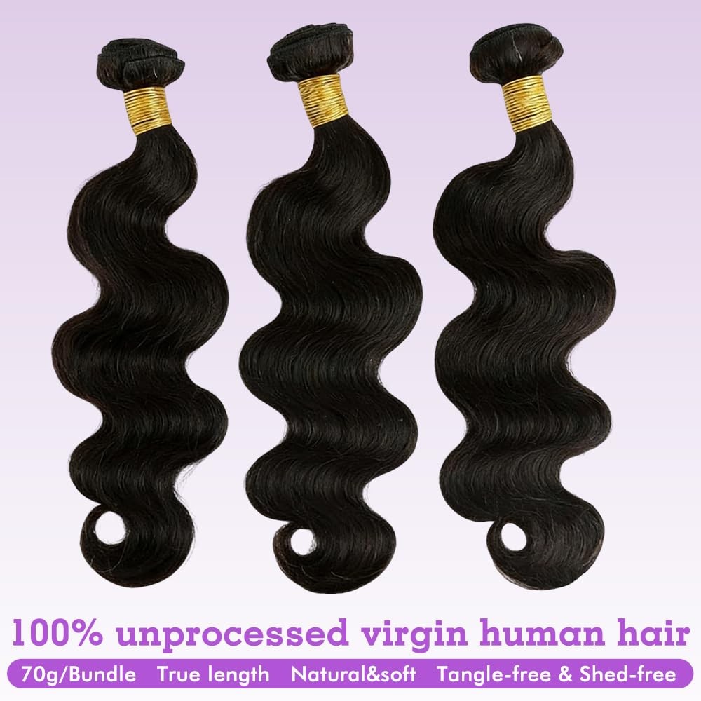 3pcs 16 18 20 Inch Raw Body Wave Human Hair Bundles Unprocessed Extensions BW