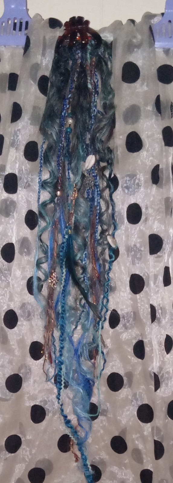 Handmade locs Extensions accent Black BLUE Braids curly gothic rave hair accesso
