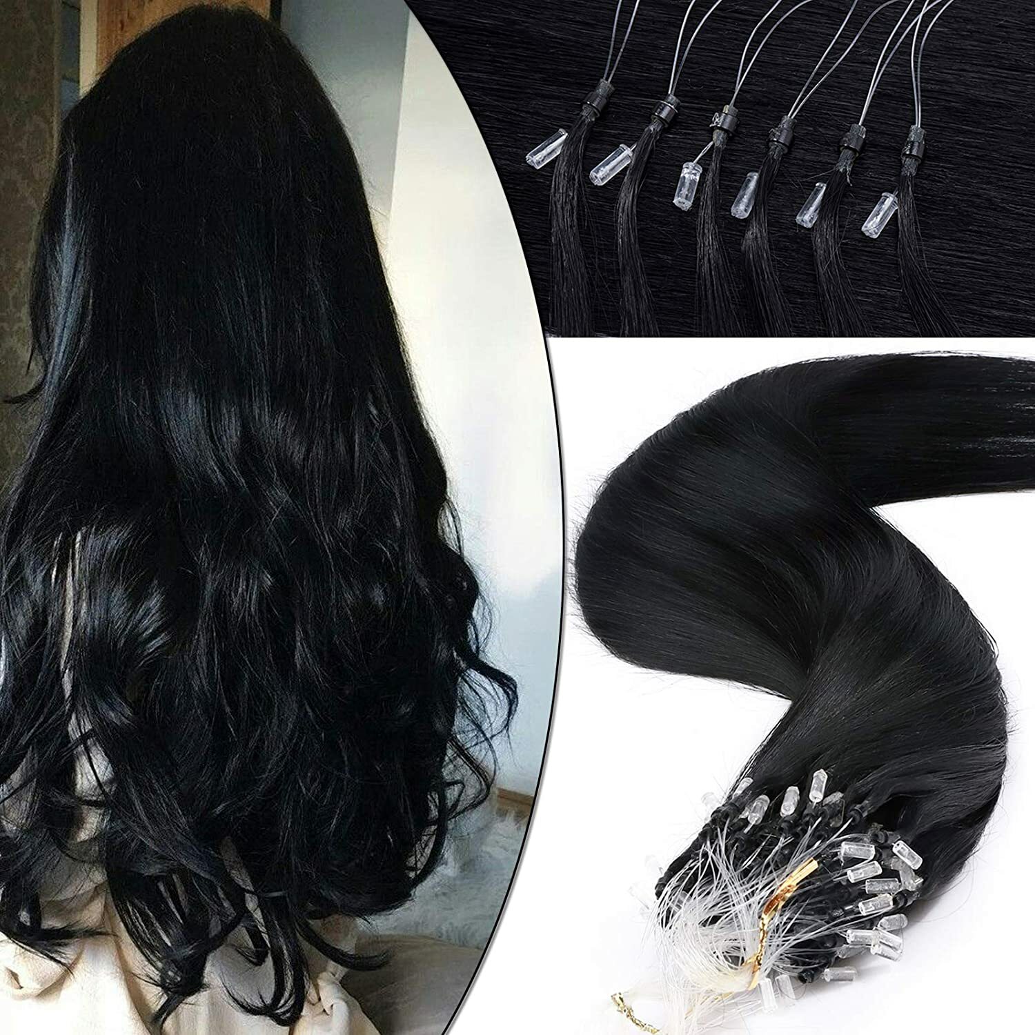 Micro Ring Loop Tip Remy Human Hair Extensions Micro Bead Link Brazilian Hair US
