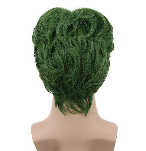 5 Inches Short Curly Men Fluffy Dark Green Halloween Party Cosplay Costume Wig