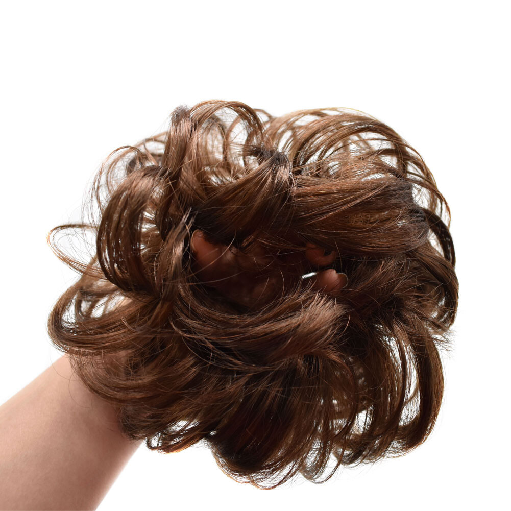 Large Curly Messy Rose Bun Hair Piece Scrunchie Ponytail Natural As Human Hair
