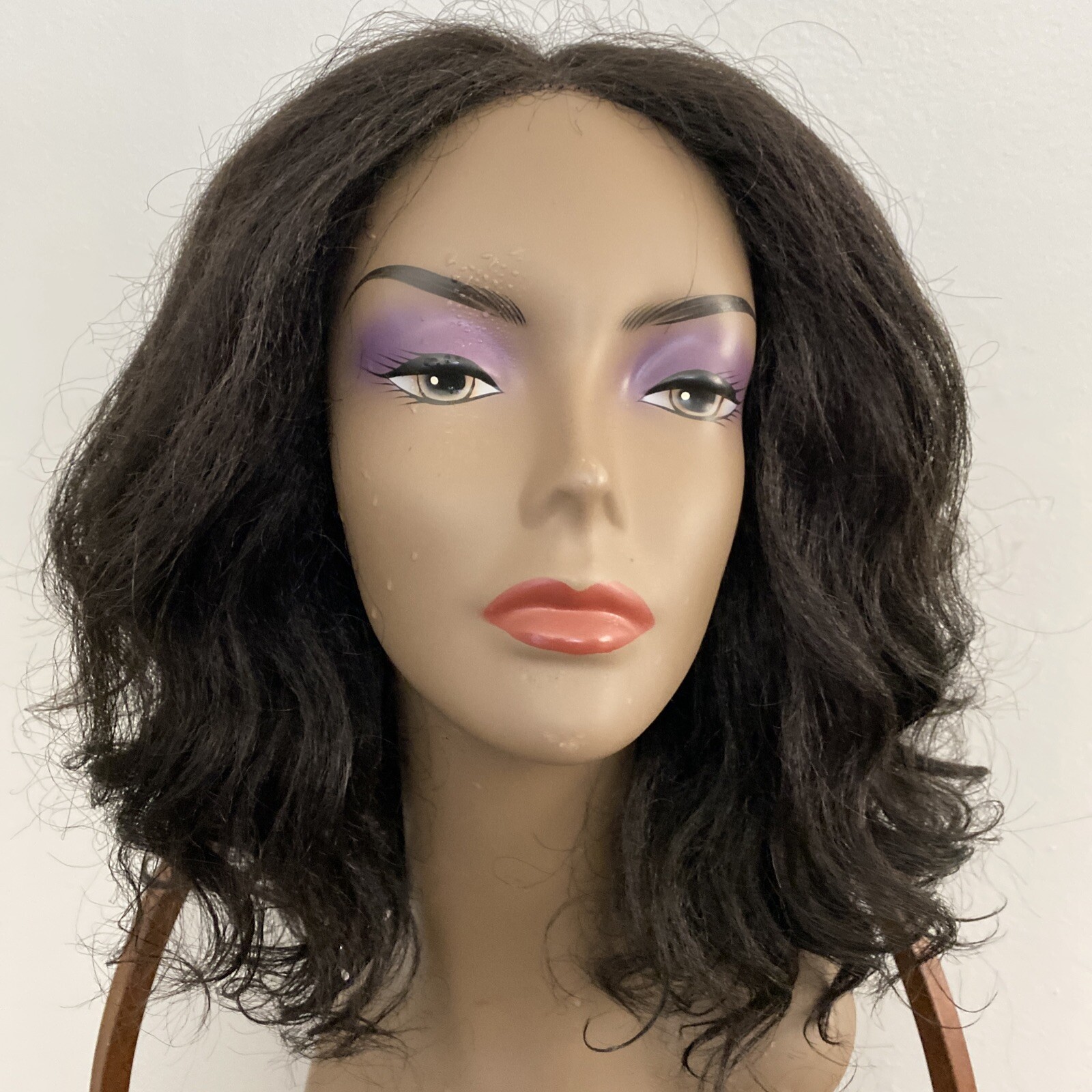 Black Synthetic Lace Part, Combs Adjustable Straps Full Not Worn