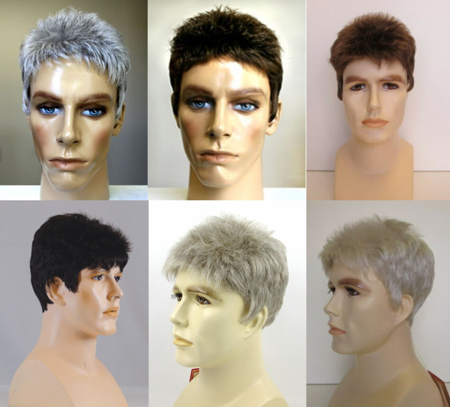 MENS MALE STRAIGHT SPIKY SHORT HAIR WIG W/ TAPERED BACK DANNY HANDSOME DUDE