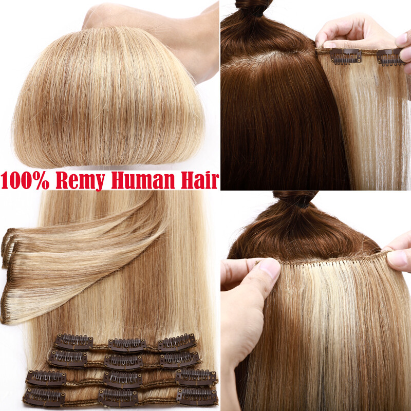 Invisible 8Pcs 18Clips Clip In 100% Remy Human Hair Extensions Full Head Ombre