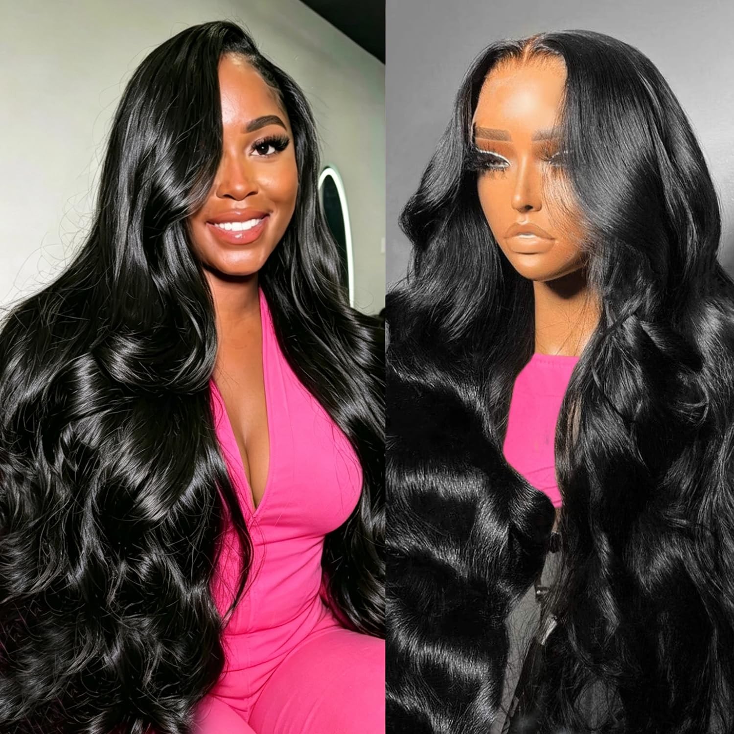 18 Inch Body Wave Human Hair Wig 200% Density 13×6 HD Lace Front Wigs Human H…