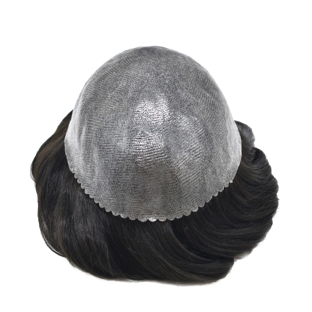 Full Poly Skin Mens Toupee Injected PU Human Hair Toupee Replacement Wig for Men