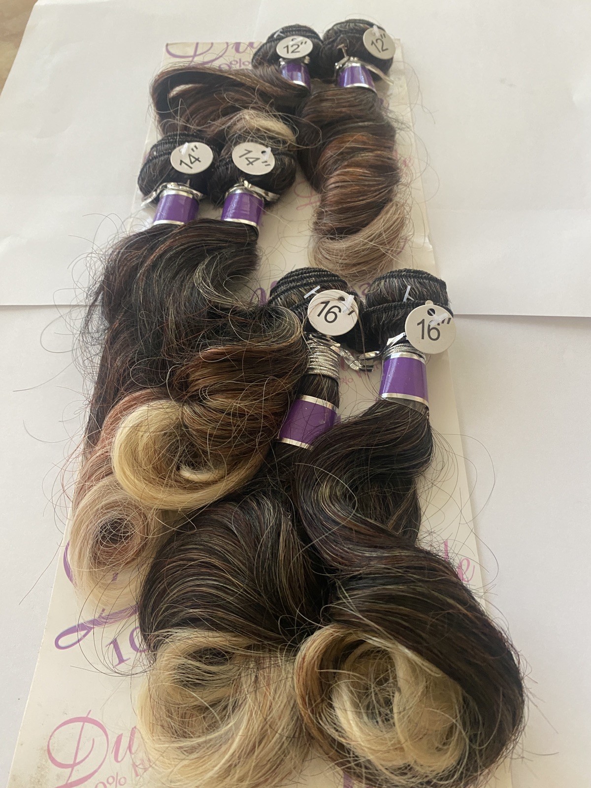 REMY SYNTHETIC SILKY CURLY HAIR-P1B/350/613 “12”12″14″14″16″16″ BUNDLE 6