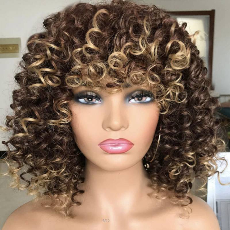 Curly Hair Wigs Cosplay SA Brazilian Fancy Short Full Wig Women Afro Curly Kinky