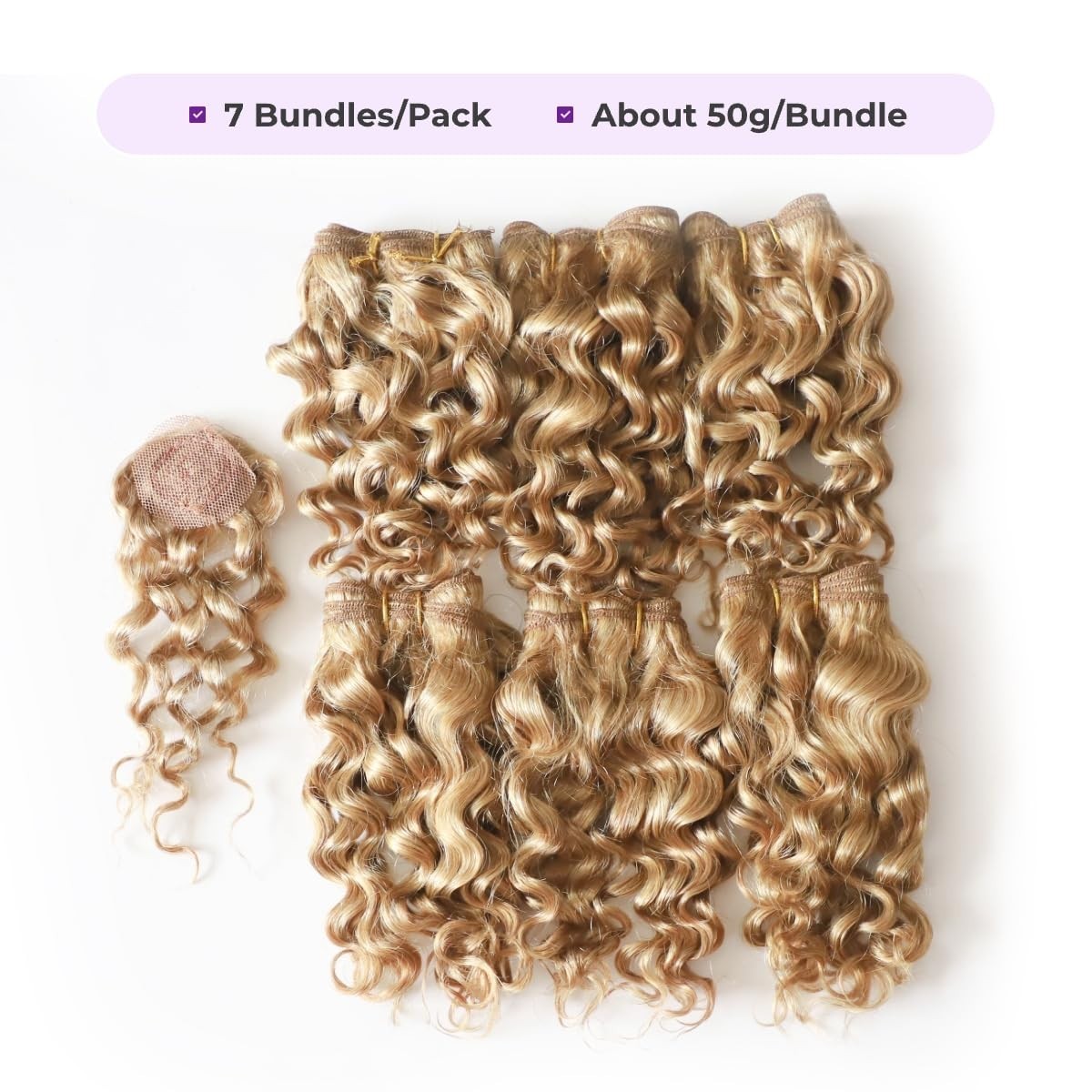 Tangle-Free 8-Inch Blonde Curly Extensions – Unprocessed Brazilian Hair