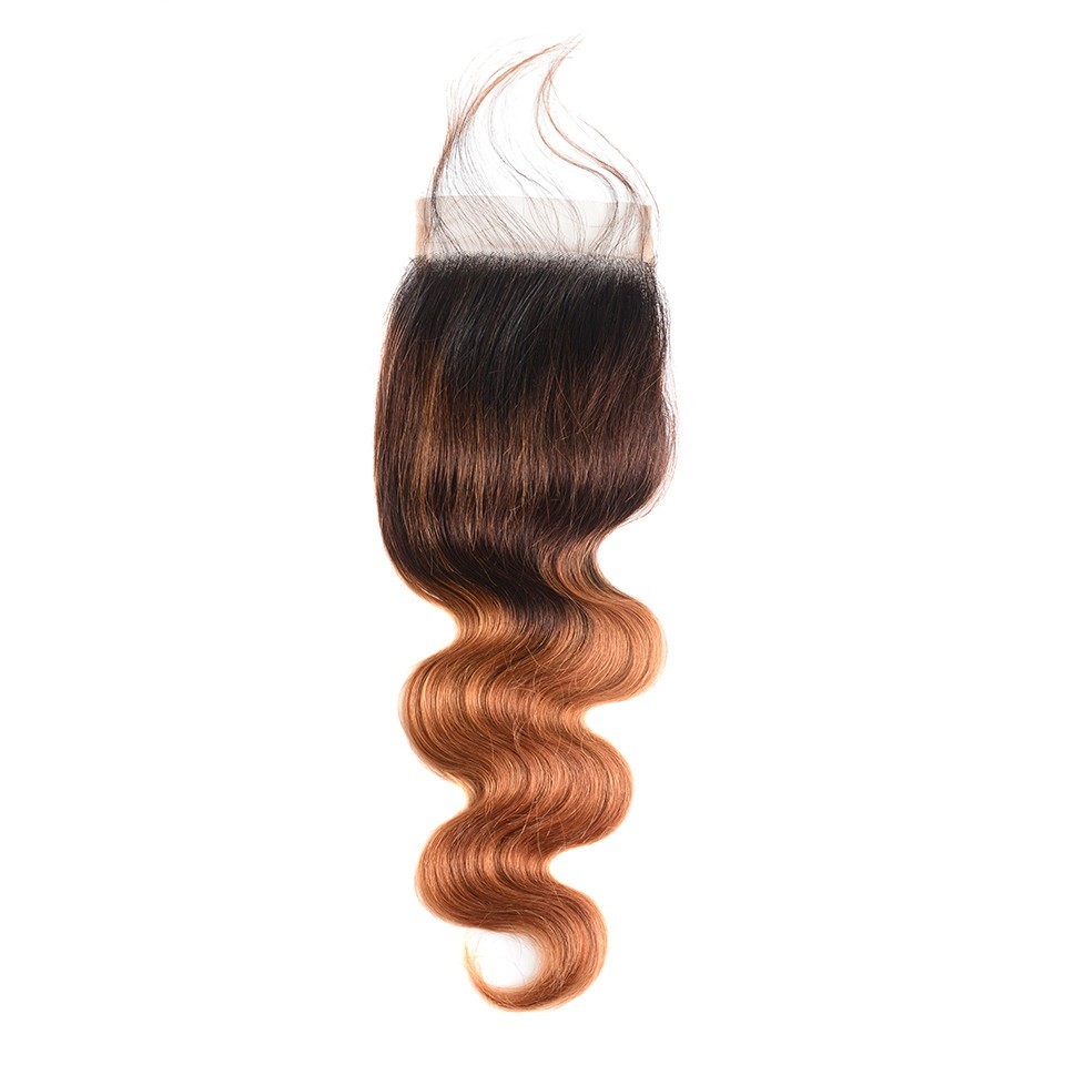Ombre 4/30 Body Wave Swiss Closure Remy Human Hair 4×4 Free Part