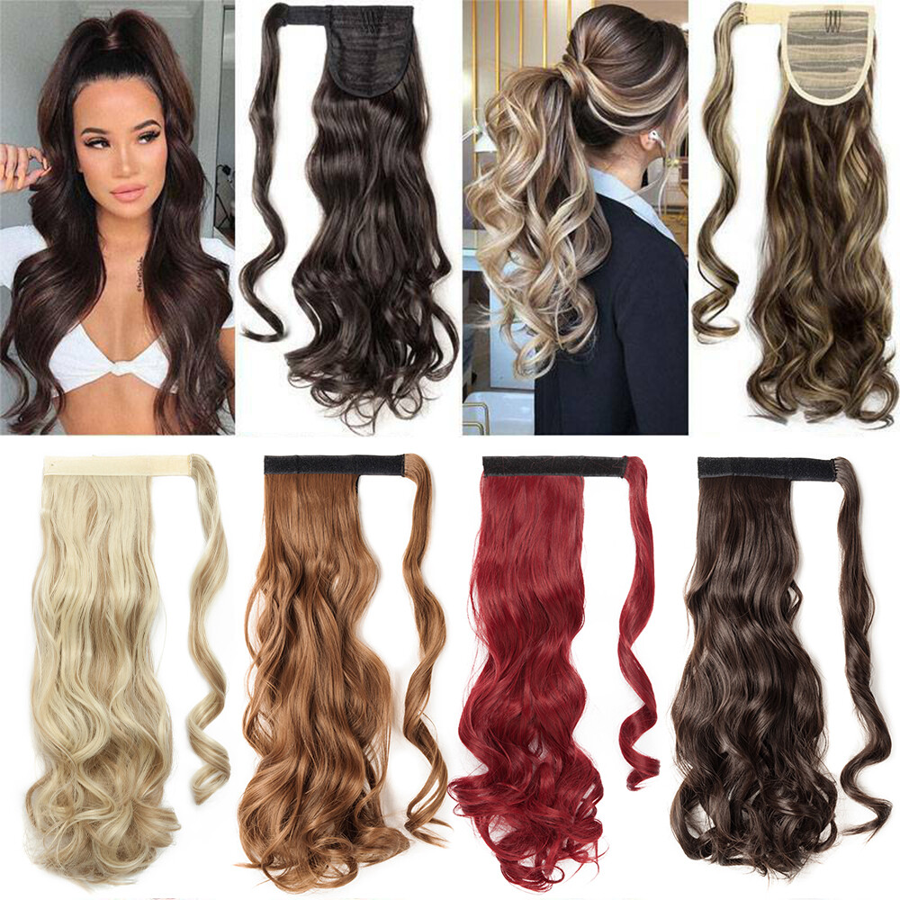 Hair Wrap Around Ponytail Clip In Pony Tail as human Extensions Straight Curly