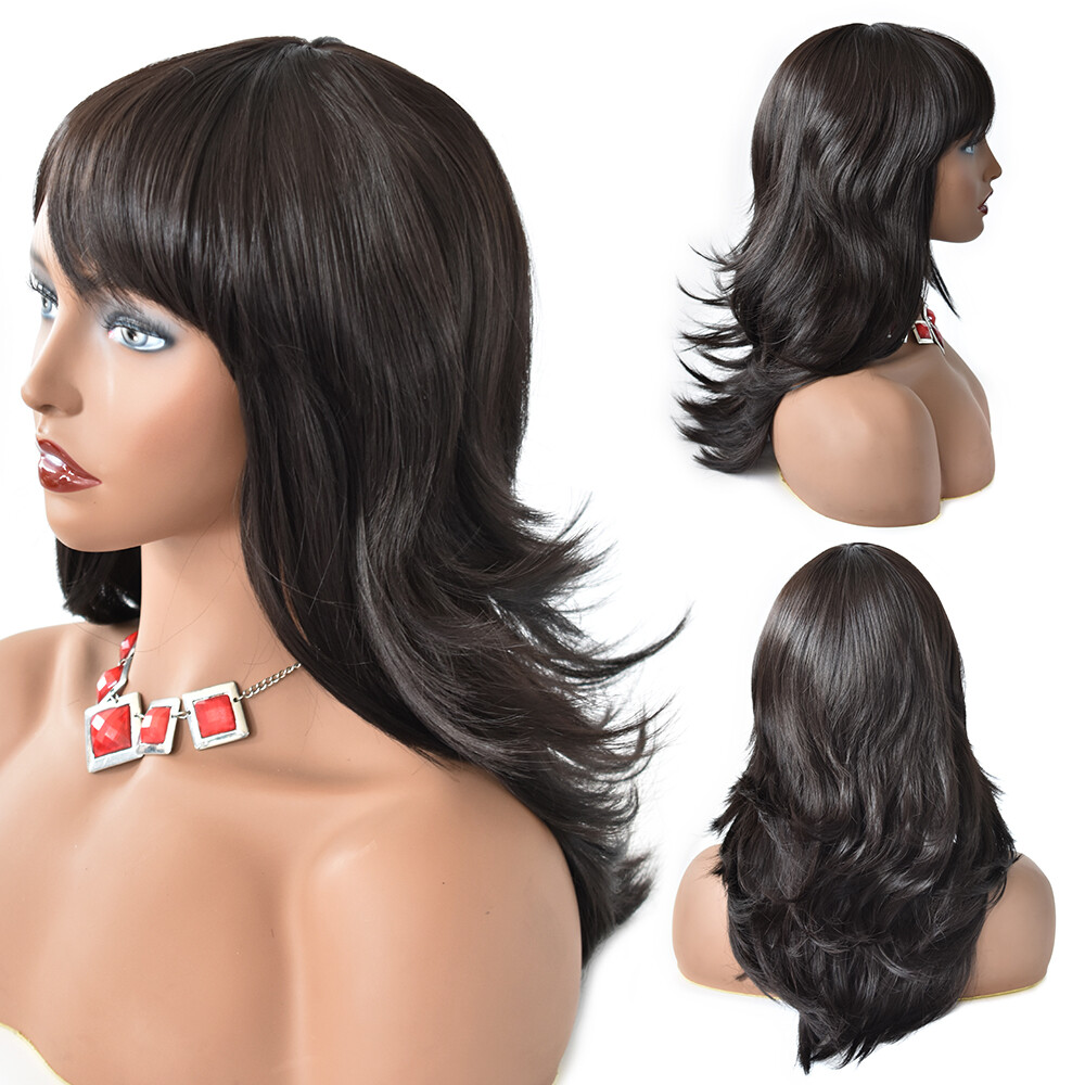 Layered Long Synthetic Hair Machine Made Wig for Women Premium Quality Natural