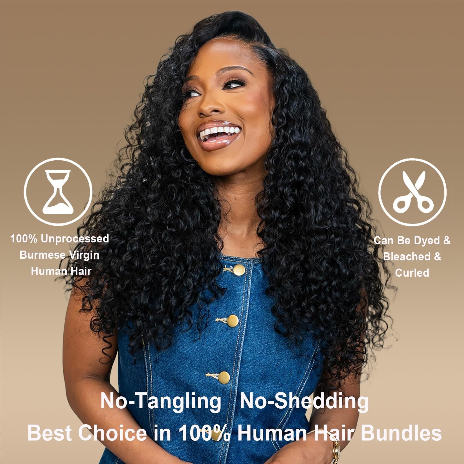 18-22″ Curly Human Hair Bundles – 100% Unprocessed Water Wave Extensions, Deep W