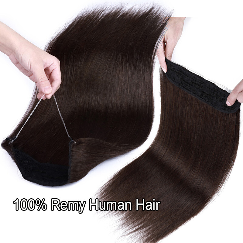 CLEARANCE Clip In Weft Wire Remy Human Hair Extensions Hidden Headband 12-24Inch