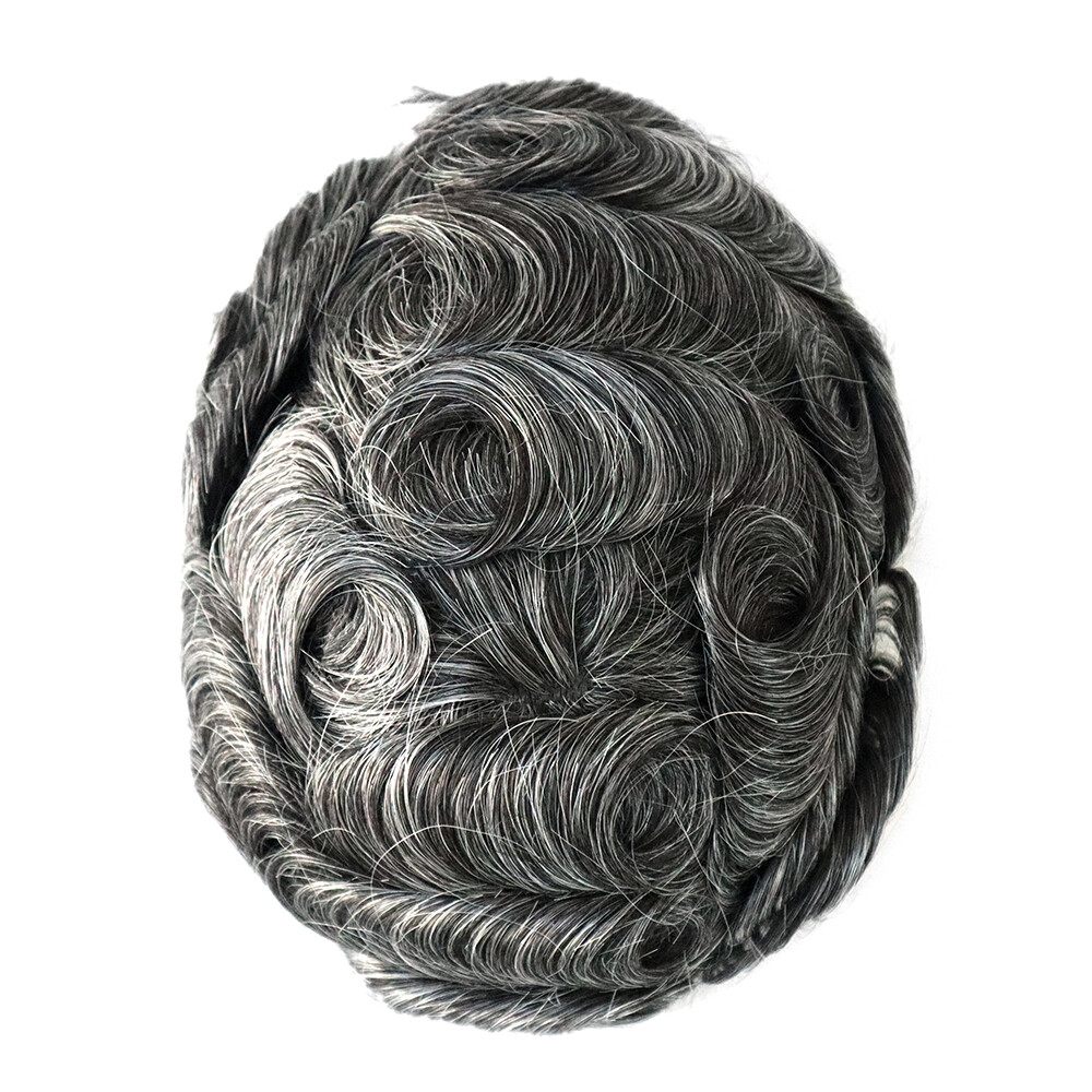Mens Toupee Real Human Hair Thin Skin Hairpieces Replacement Systems Hair 8X10”
