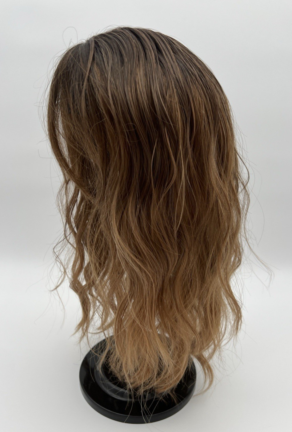 Caramel Blonde Ombre Highlights Dark Roots Long Wavy 16in Women Hair Topper