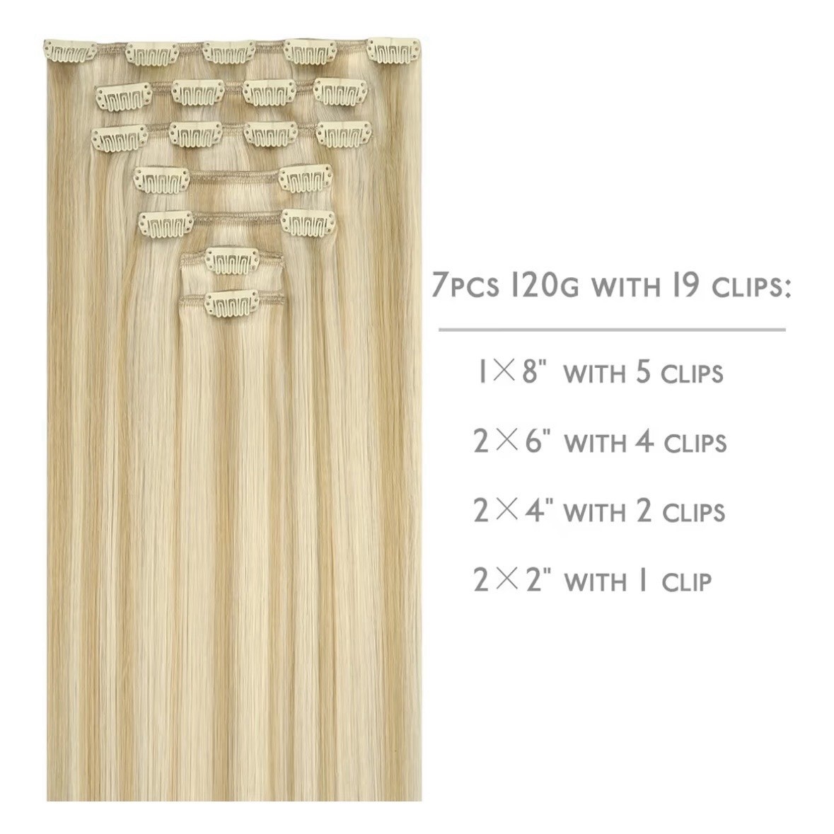 Clip in Hair Extensions, Light Blonde Highlighted Golden Blonde