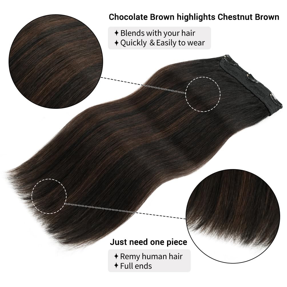 Winsky 14″ #1BT4P1B Balayage Human Remy Hair Extensions Clip in One Piece 70g