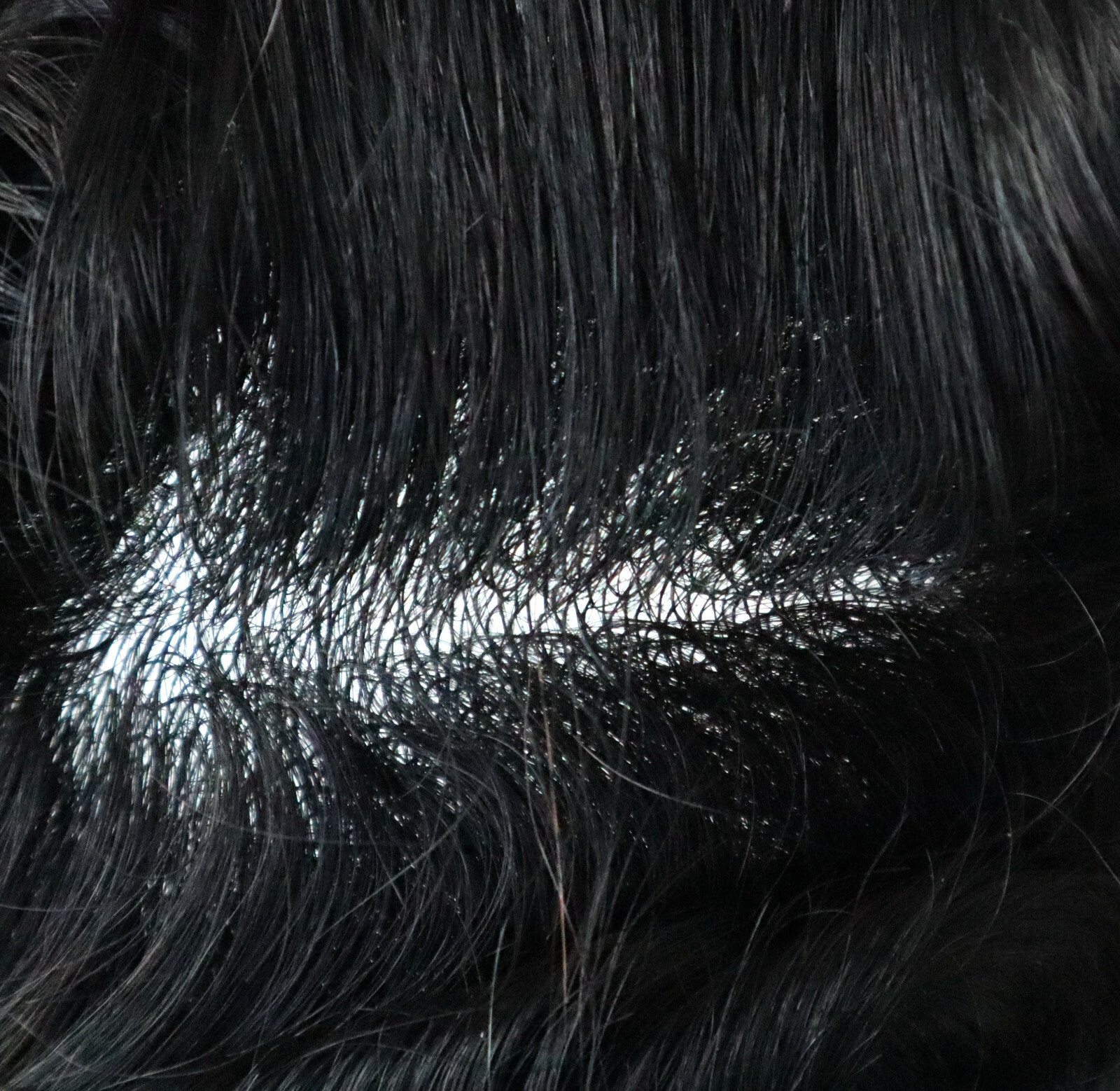 Mens Human Hair Scalloped Front Toupee Hair Replacement Poly Skin Hairpieces #1C