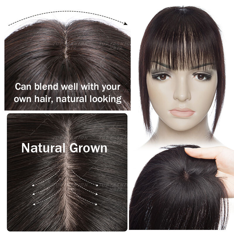 100% Remy Human Hair Topper Toupee Hairpiece Wigs Clip In Silk Base Honey Brown
