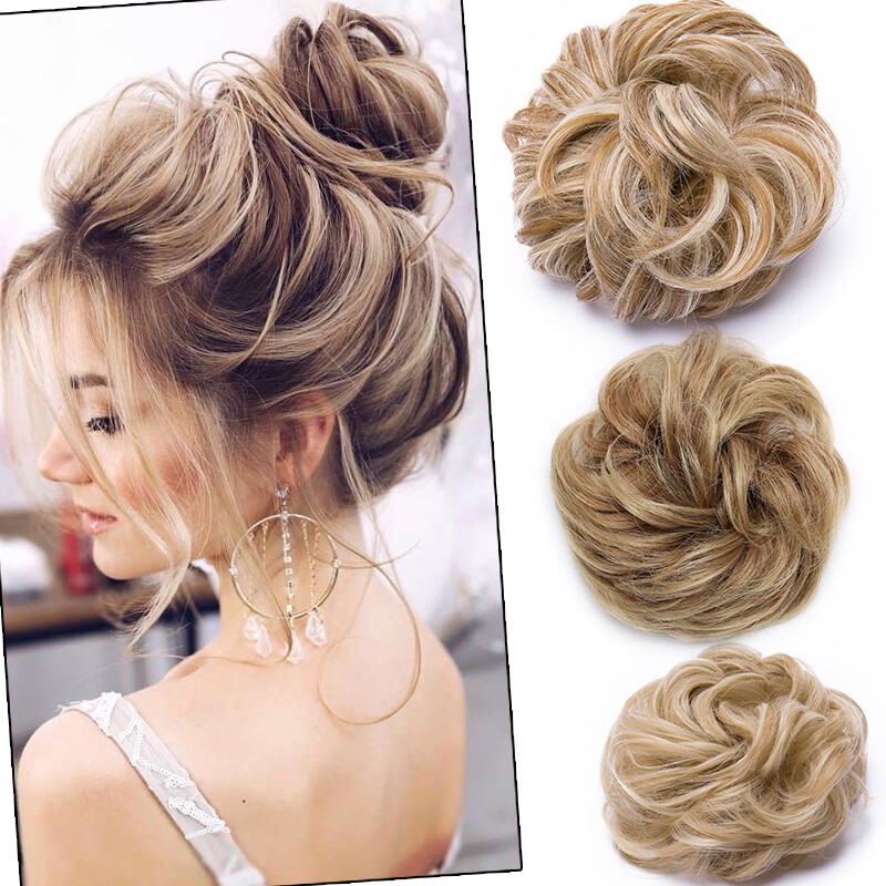 100% Real THICK Rose Messy Bun Elastic Band Hair Extensions As Human Hairpiece