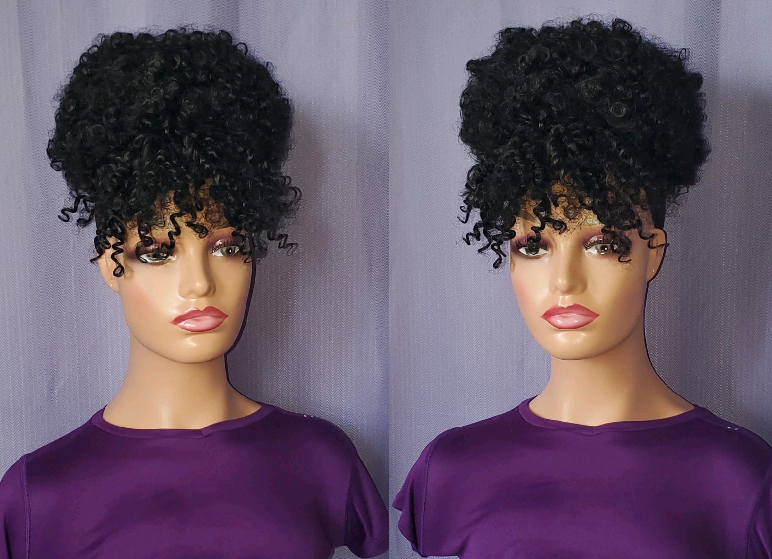 Puff Drawstring Ponytail w/Bangs Kinky Curly Hair Clip in Bangs Short Ponytail