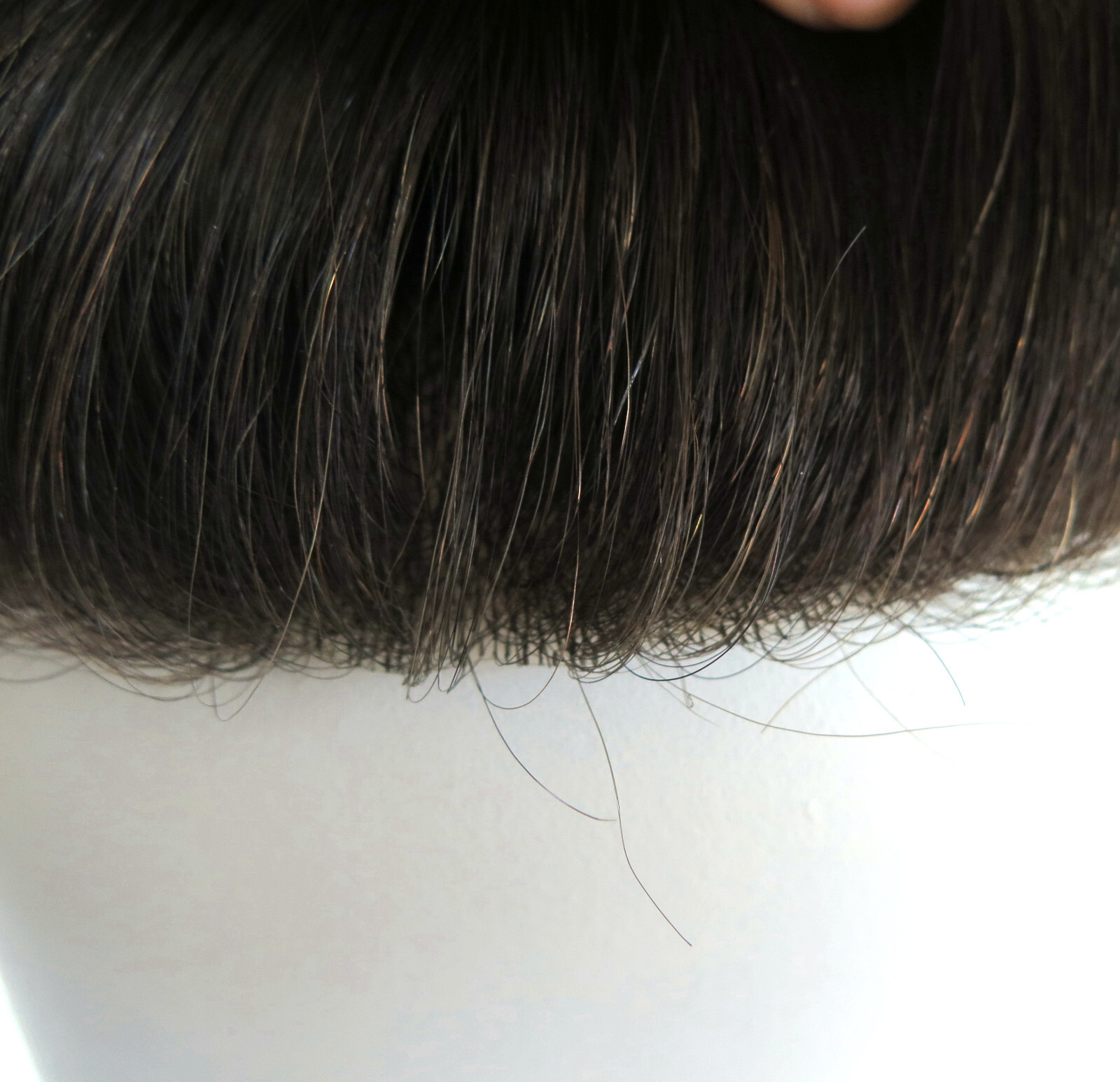 Mens Toupee Unit Human Hair Replacement System Poly Skin Curly 25mm Hair Pieces