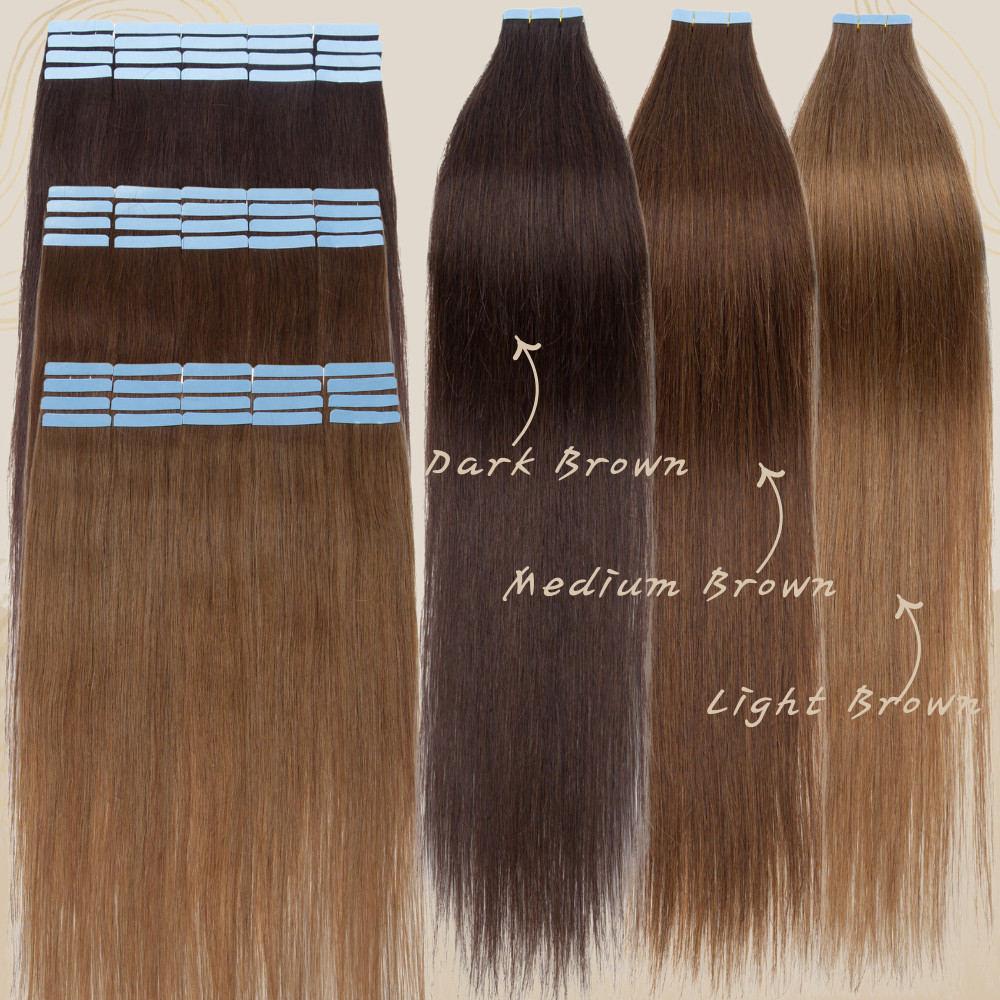 Thick 20pcs 40pcs 60pcs Tape In 100% Remy Real Human Hair Extensions Full Head S