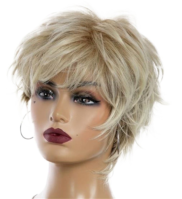 Fashion Women’s Layered Short Brown Blond Red Straight Natural Hair Wigs