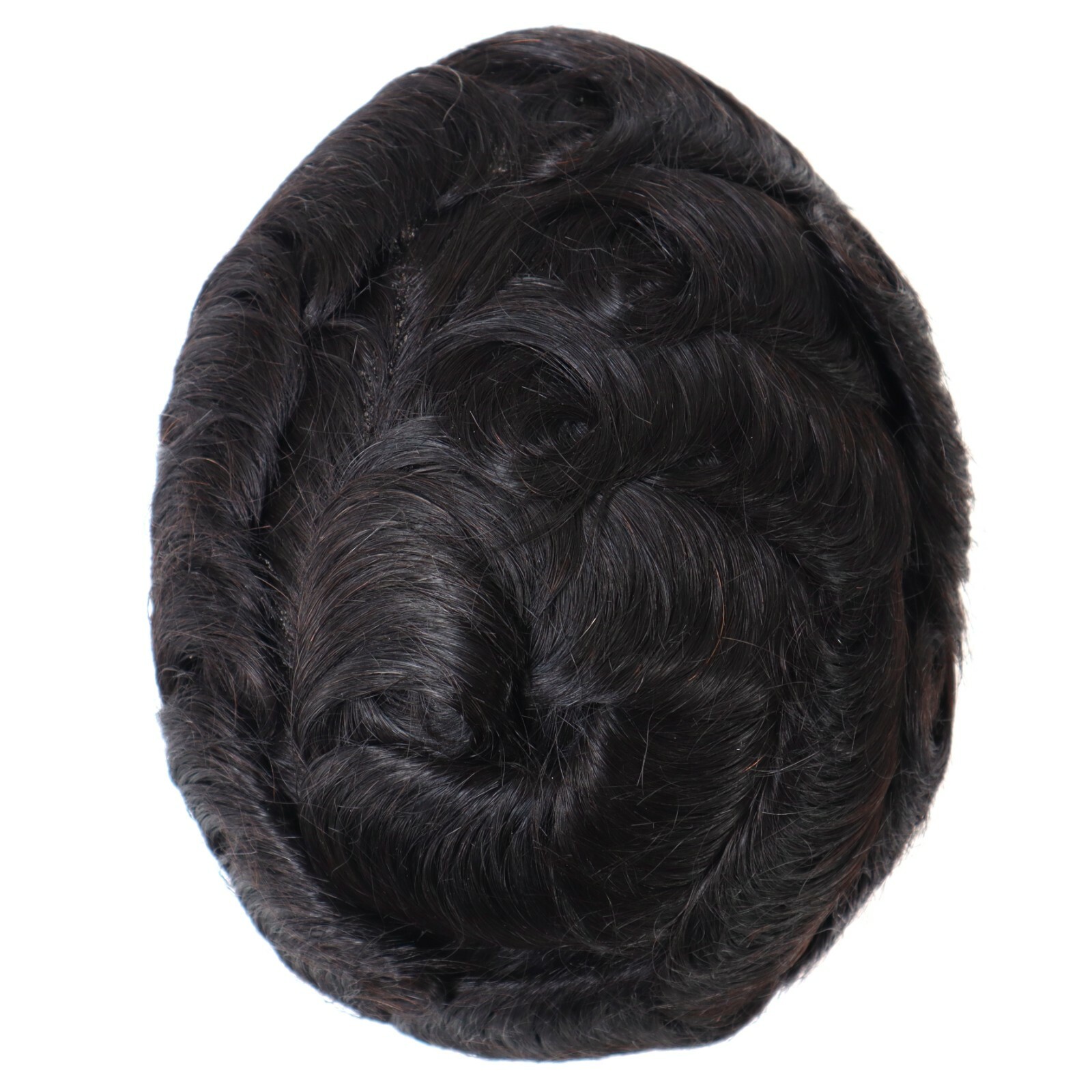 Toupee for Men Human Hair Replacement System French Lace Poly Skin Hairpieces