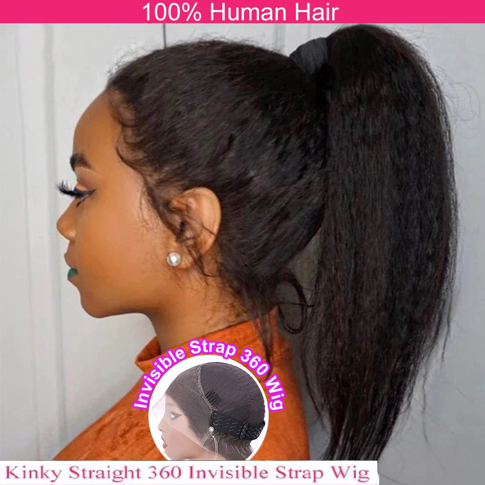 4C Kinky Edges Hairline Curly Baby Hair 4×4 Kinky Straight Lace Front Wig 26inch