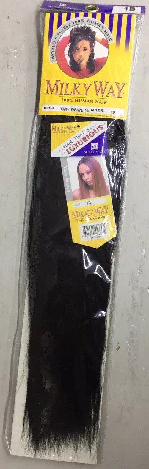 Milky Way Yaky Straight Weave 14” Color 1B Off Black 100% human hair