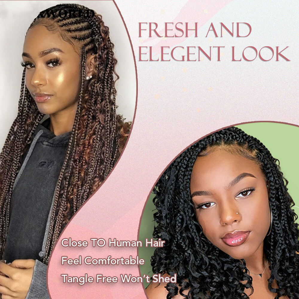 14 Inch Goddess Box Braids Crochet Hair Bohomian Crochet Box Braids Curly Ends