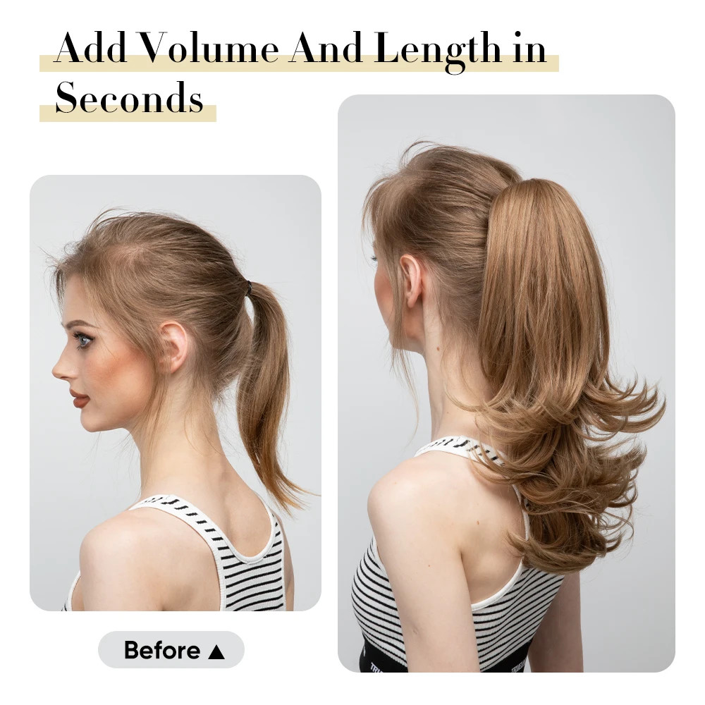 14 Inch Synthetic Claw Clip Ponytail Extensions Wavy Blonde Black Hair