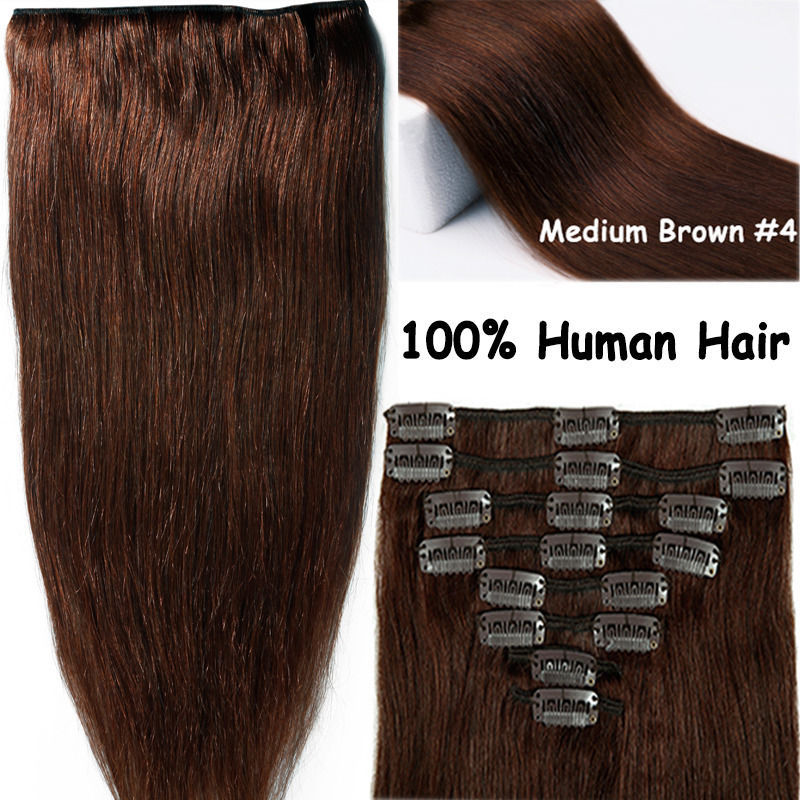 US Real Clip In 100% Remy Human Hair Extensions Full Head Highlight 18″20″22″24″