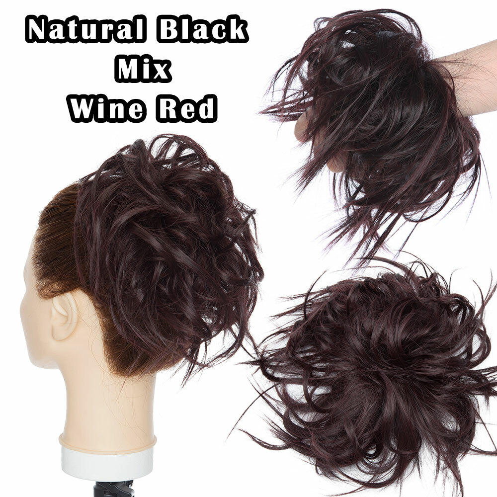 US Large Thick Messy Bun Hair Piece Scrunchie Updo Curly Hair Extensions Chignon