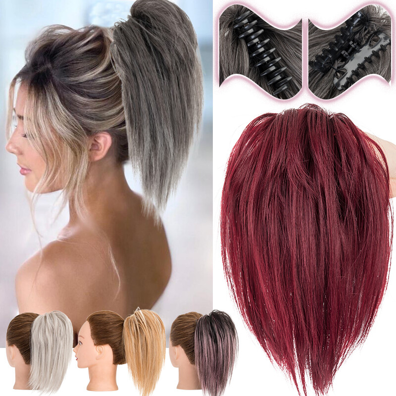 THICK Messy Bun Hair Piece Scrunchie Updo Claw Clip Hair Extensions as Human 12″