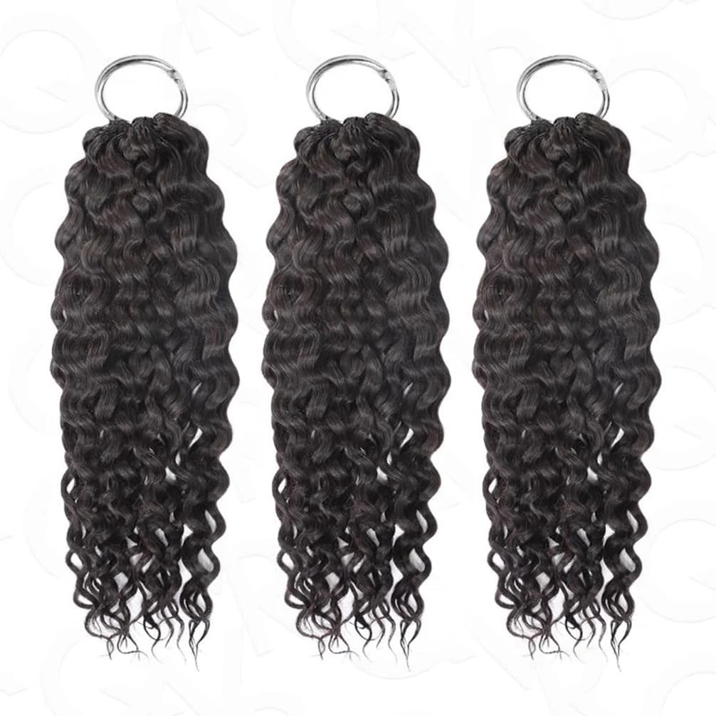 Crochet Human Hair Water Wave Pre Looped Natural Black Machine Made Soft Feather