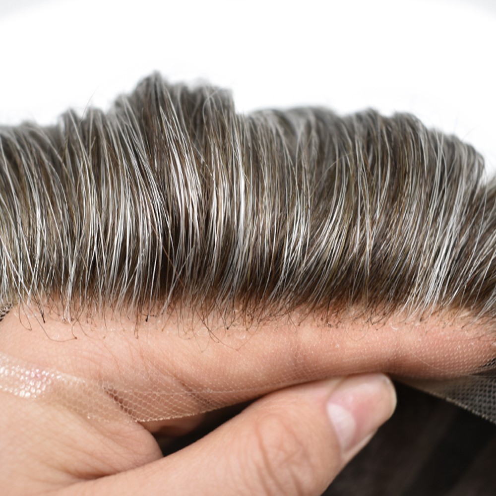 Swiss Lace Front Mens Toupee Hairpieces Mono Pu Hair Replacement System for Men