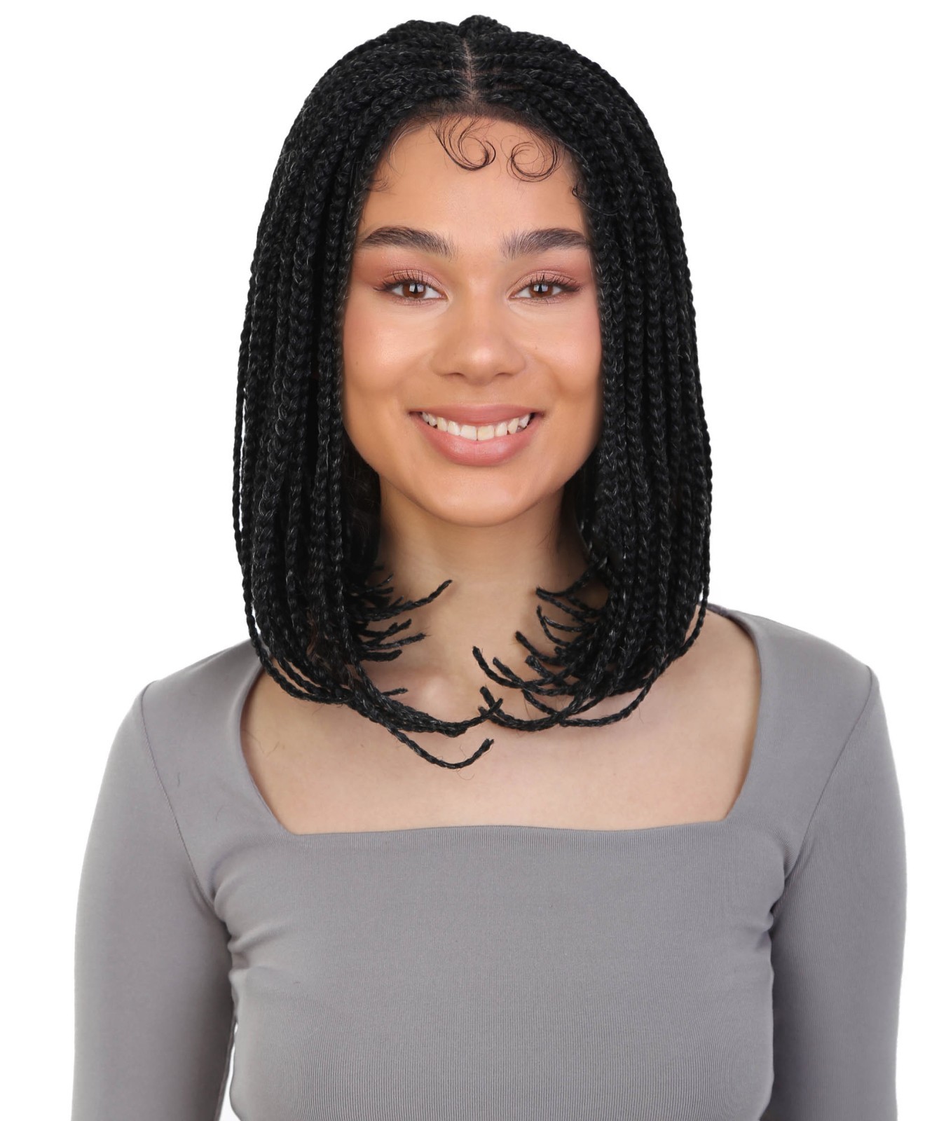 LUXLUXE Tiara Straight 12 in Long 4X4 Hand Tied Lace Braided Wig, BLB-0140