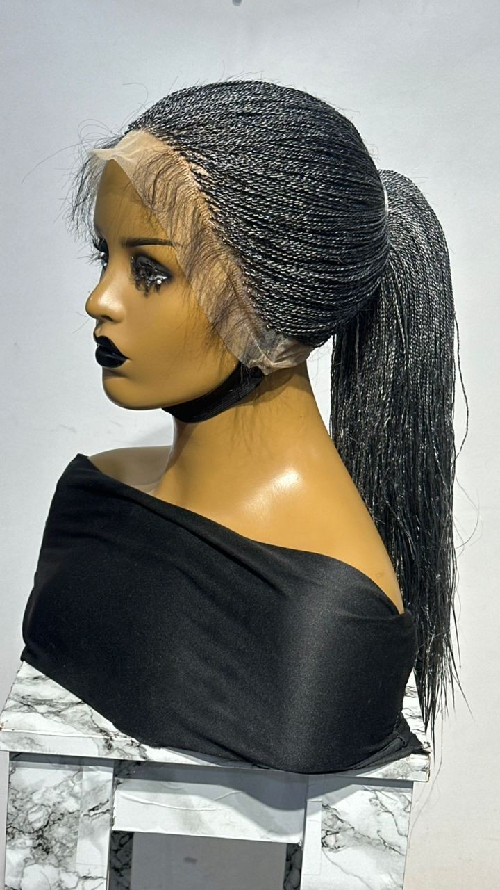 Full Lace Micro Twist Salt And Pepper 22 Inches With Baby Hair