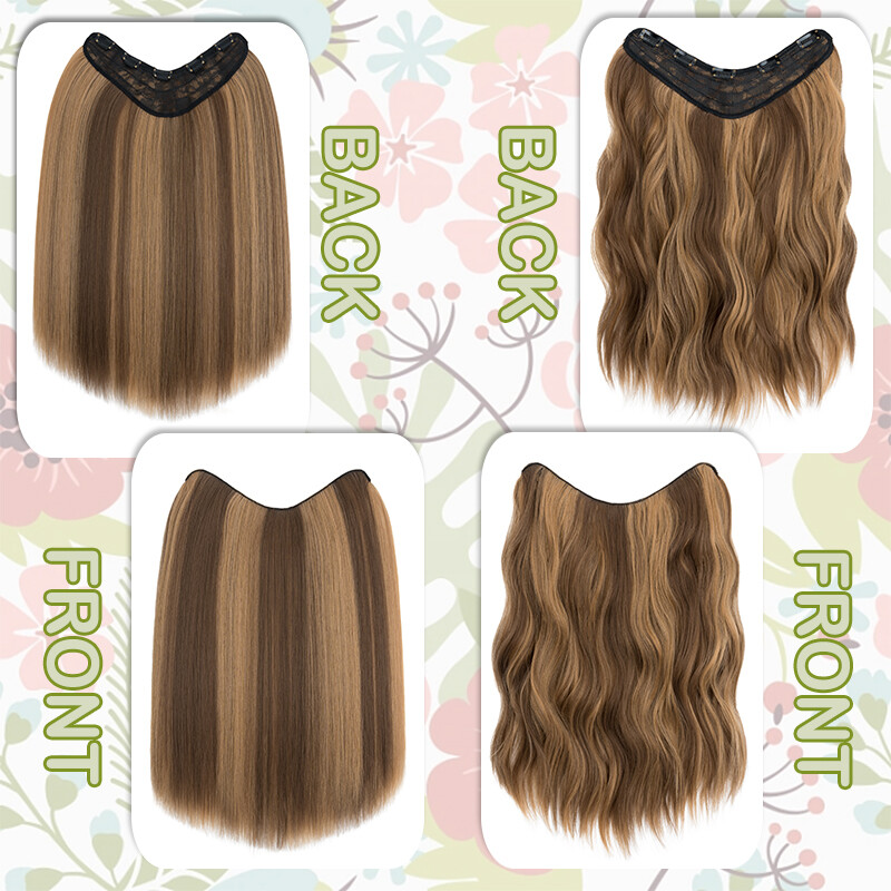 One Piece U Shape 5Clips in Hair Extensions Full Head Highlight Real As Human US