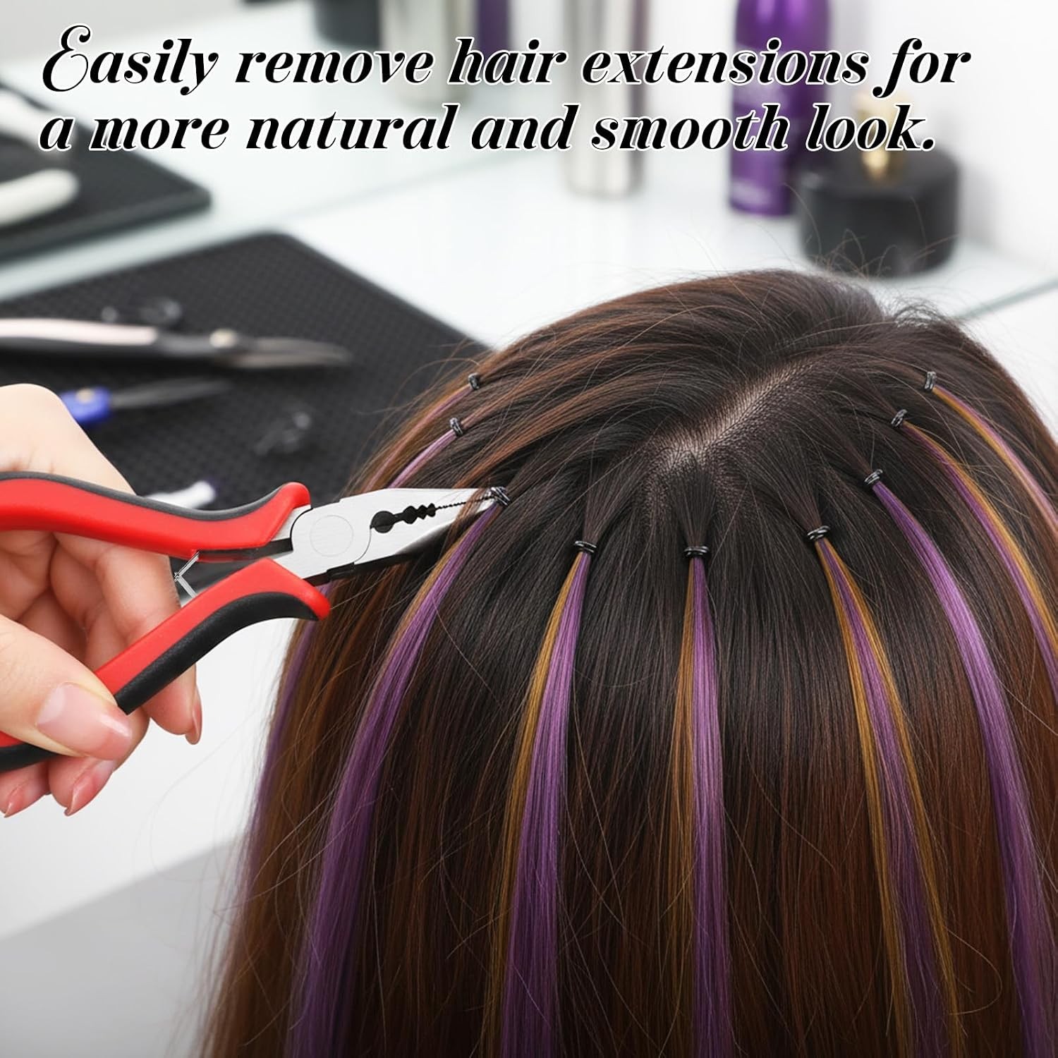 3 pcs Hair Extension Tools Kit, Microlinks Beads Tools Pliers Loop Needle